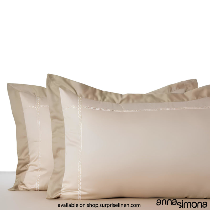 Anna Simona - Ariel King Size 400 TC Cotton Satin King Size Bedsheet Set (Buff)