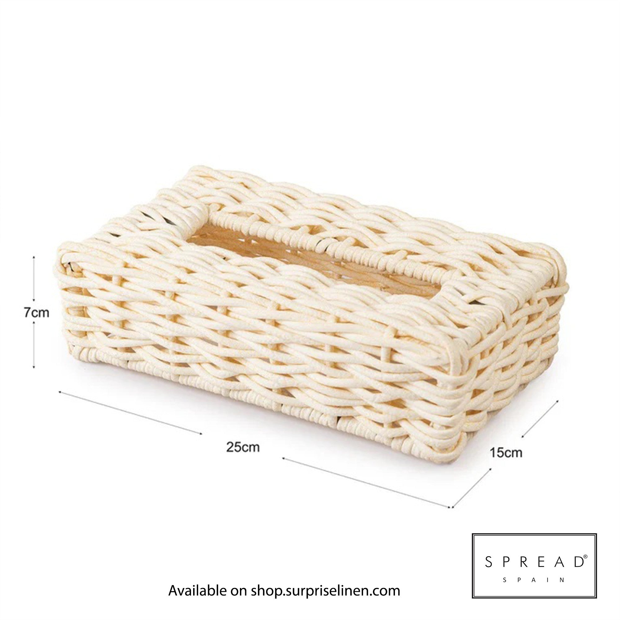 Spread Spain - Waterproof & Moisture Proof Synthetic Rattan Weaves Tissue Box (Off White)