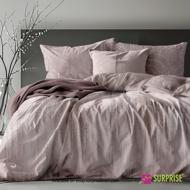 Surprise Home - Celina Collection Mauve Whisper Digital 100% Cotton 3 Pcs Bedsheet Set (Dusty Mauve)