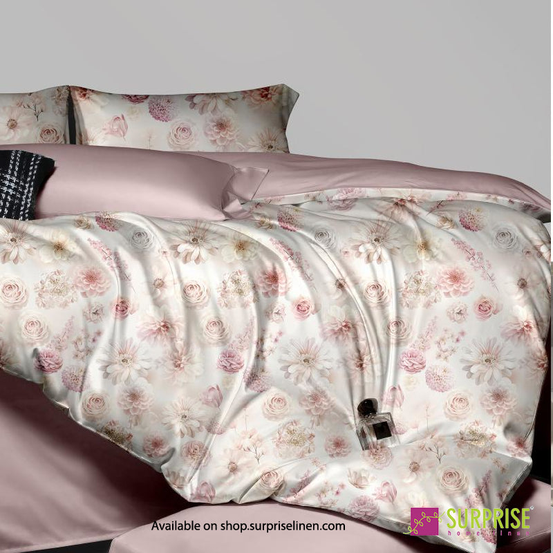Surprise Home - Celina Collection Rose Meadow Digital 100% Cotton 3 Pcs Bedsheet Set (Dusty Rose)
