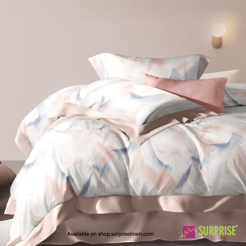 Surprise Home - Celina Collection Blush Aura Digital 100% Cotton 3 Pcs Bedsheet Set (Blush Blue)