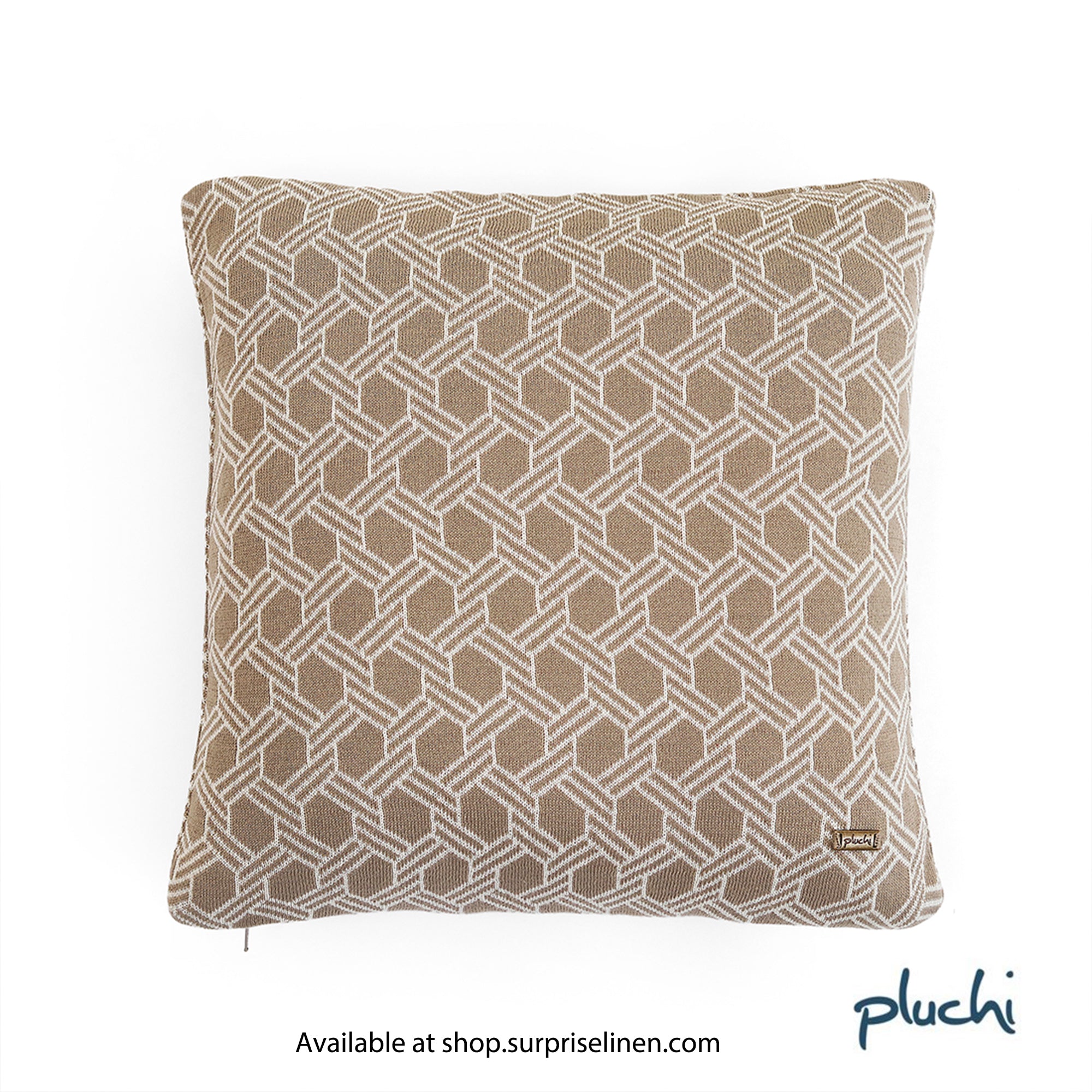 Pluchi - Geometric 40 x 40  cm Cushion Cover (Stone)