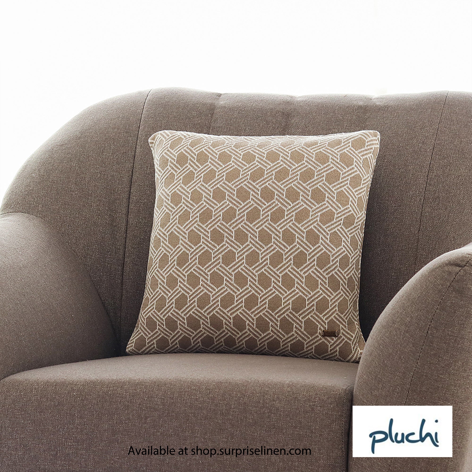 Pluchi - Geometric 40 x 40  cm Cushion Cover (Stone)