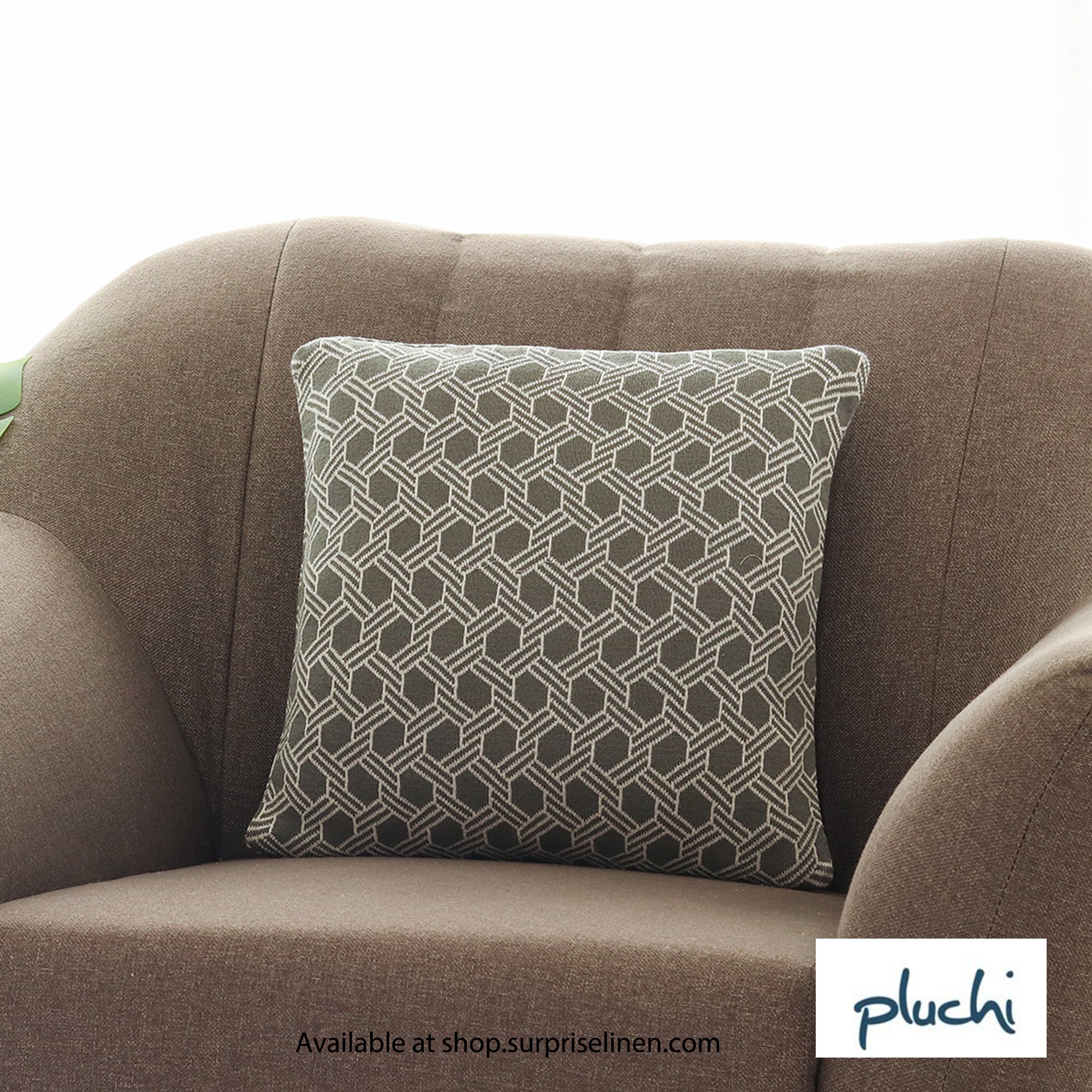 Pluchi - Geometric 40 x 40  cm Cushion Cover (Fossil)