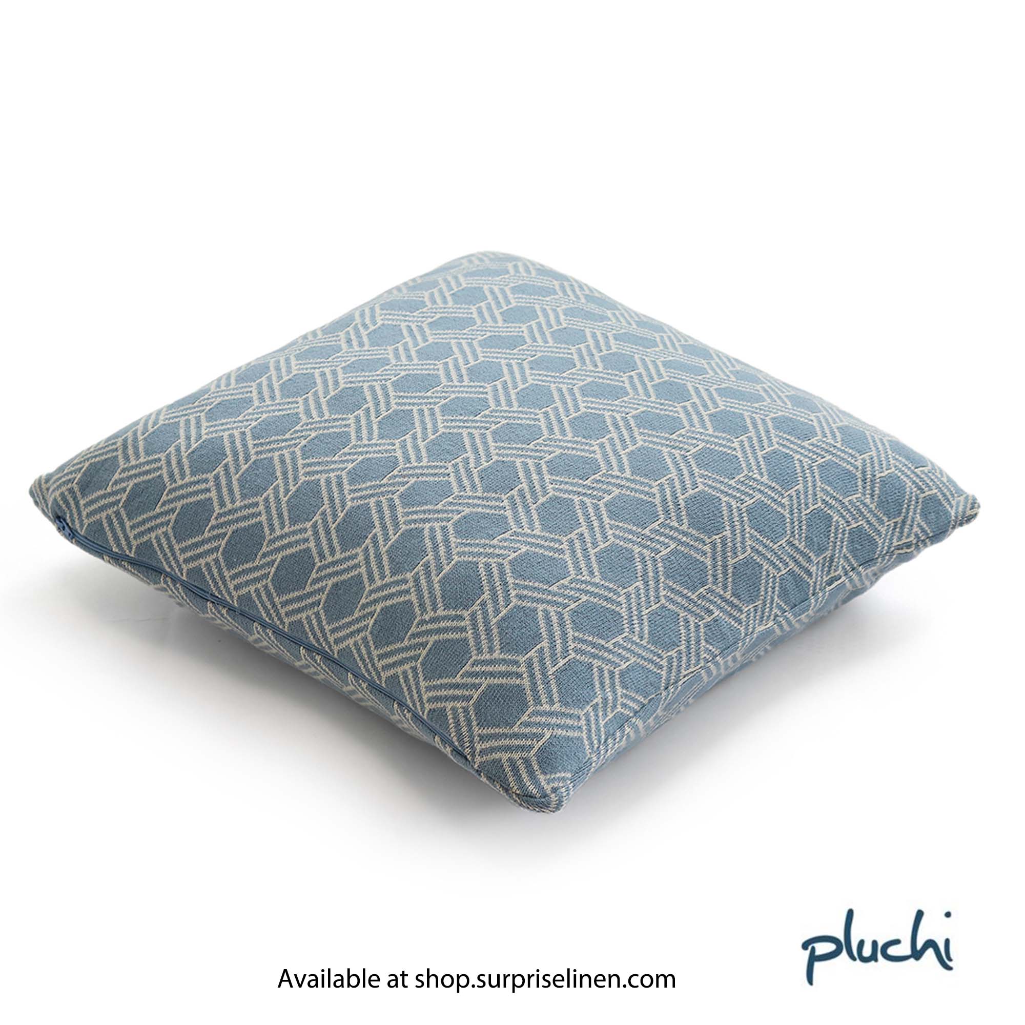 Pluchi - Geometric 40 x 40  cm Cushion Cover (Alice Blue)