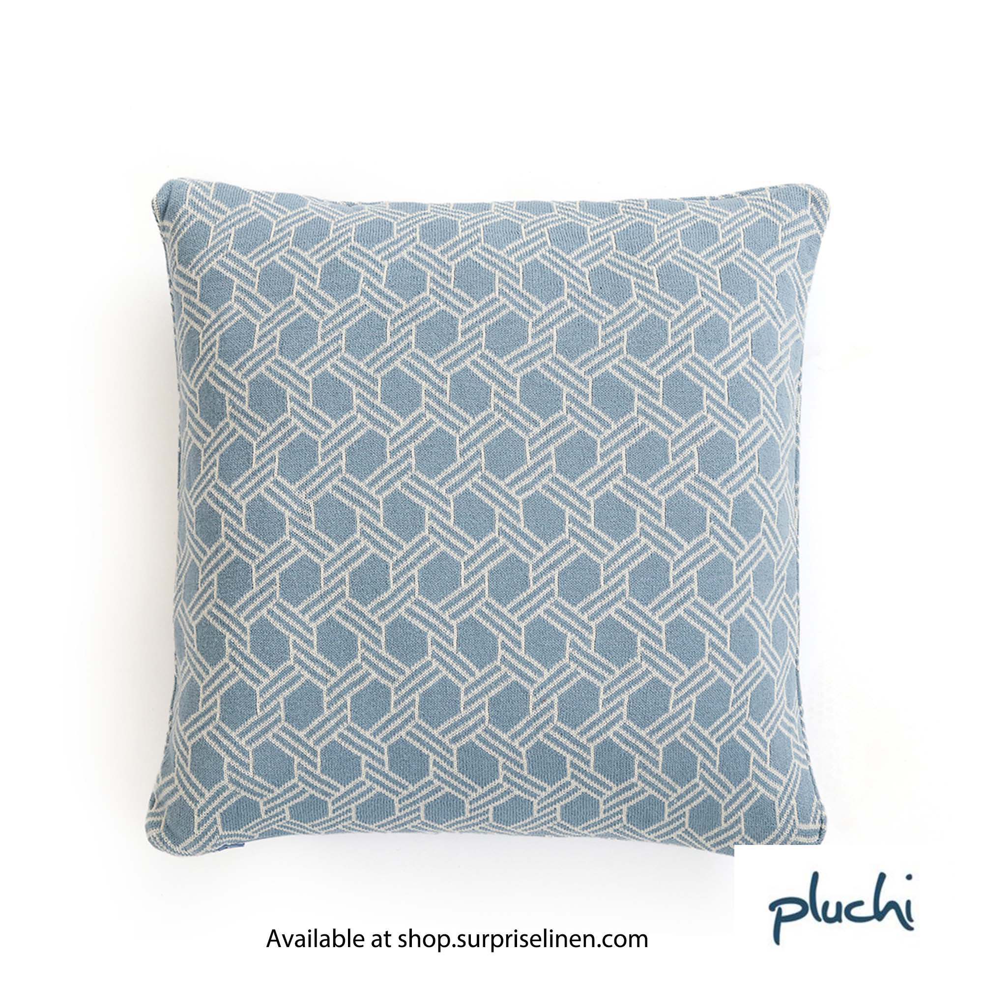 Pluchi - Geometric 40 x 40  cm Cushion Cover (Alice Blue)