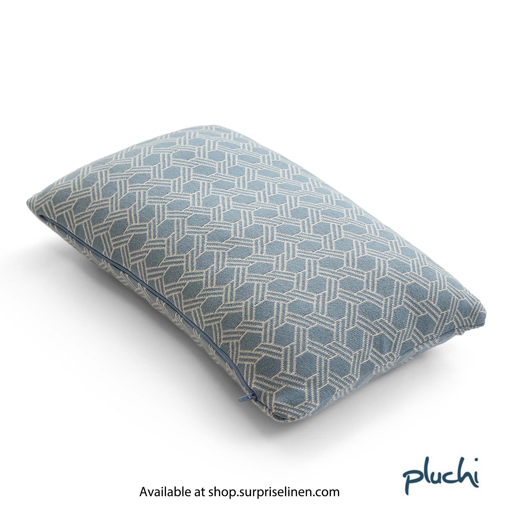 Pluchi - Geometric 30 x 50  cm Cushion Cover (Alice Blue)