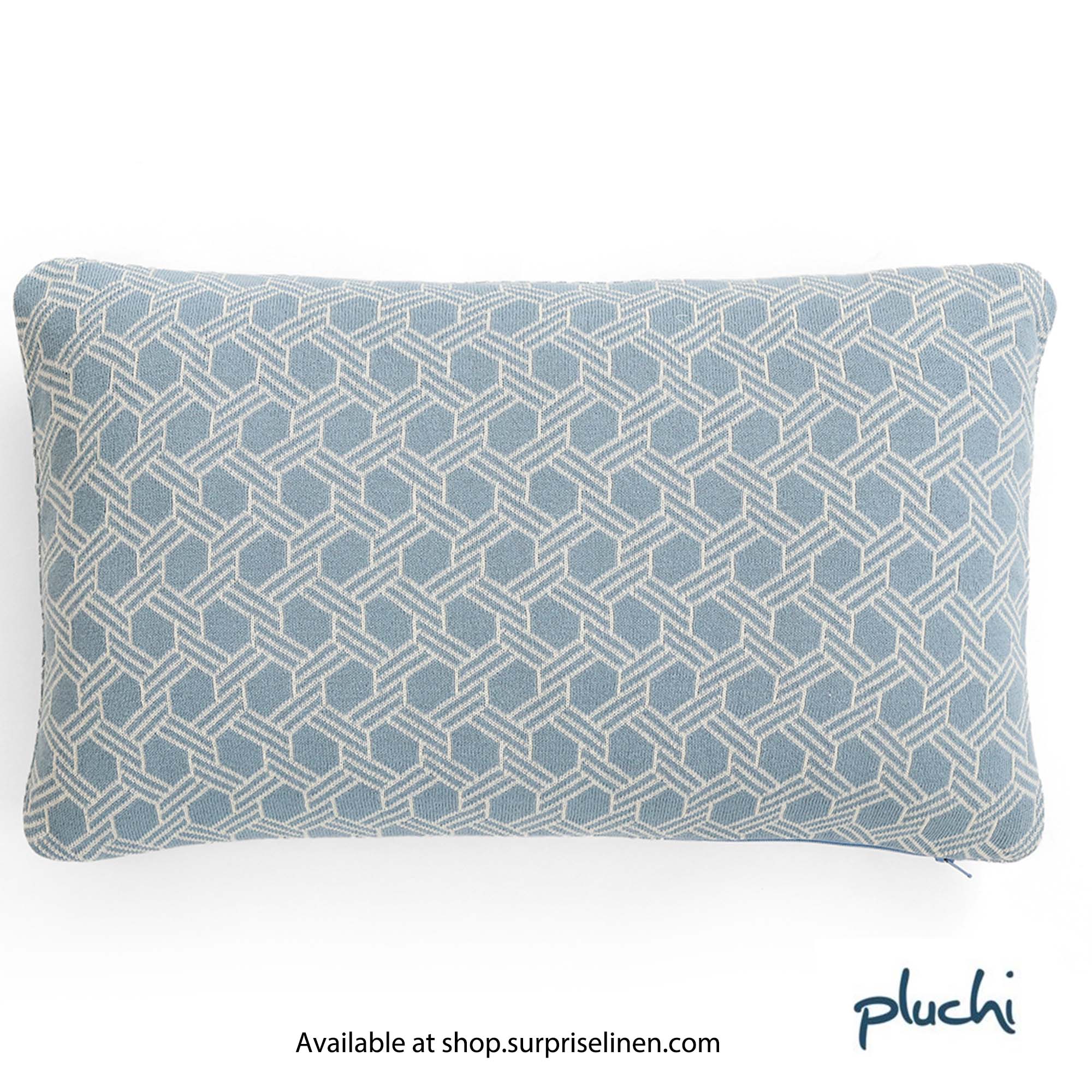 Pluchi - Geometric 30 x 50  cm Cushion Cover (Alice Blue)