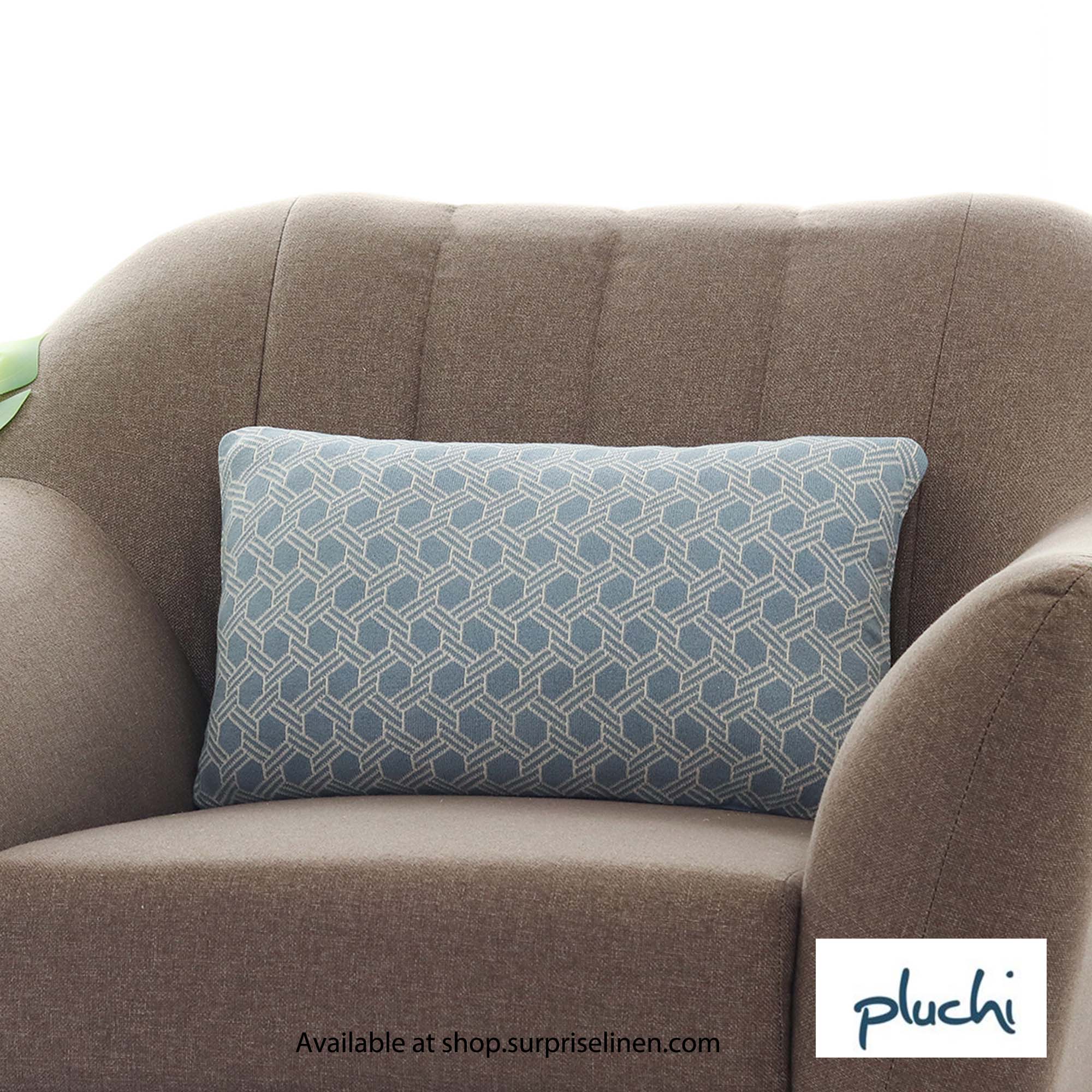 Pluchi - Geometric 30 x 50  cm Cushion Cover (Alice Blue)