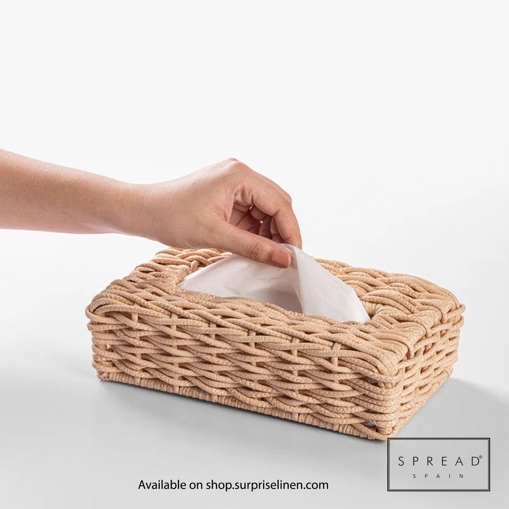 Spread Spain - Waterproof & Moisture Proof Synthetic Rattan Weaves Tissue Box (Brown)