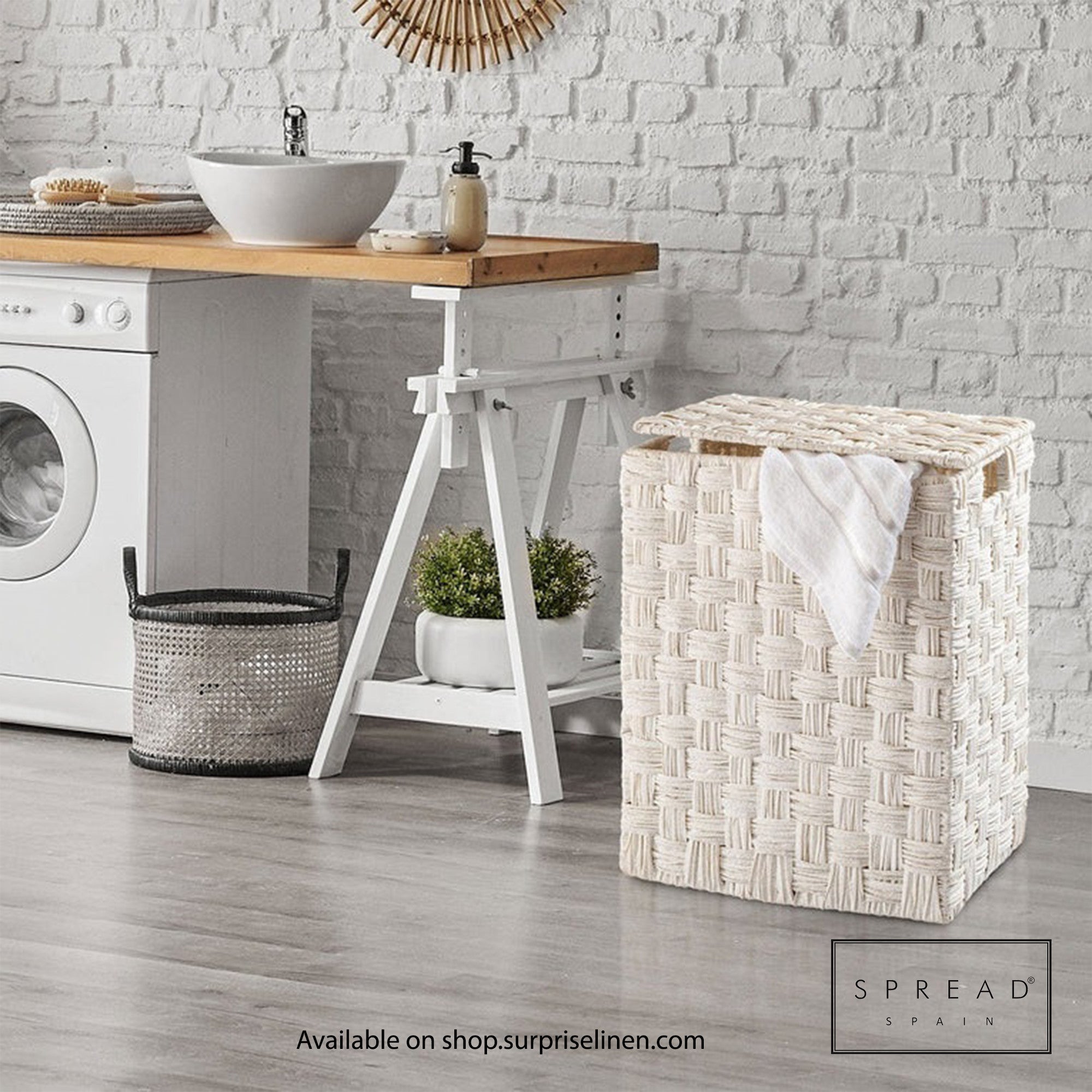 Spread Spain - Waterproof & Moisture Proof Synthetic Rattan Criss Cross 3 Pc Storage Set (Off White)