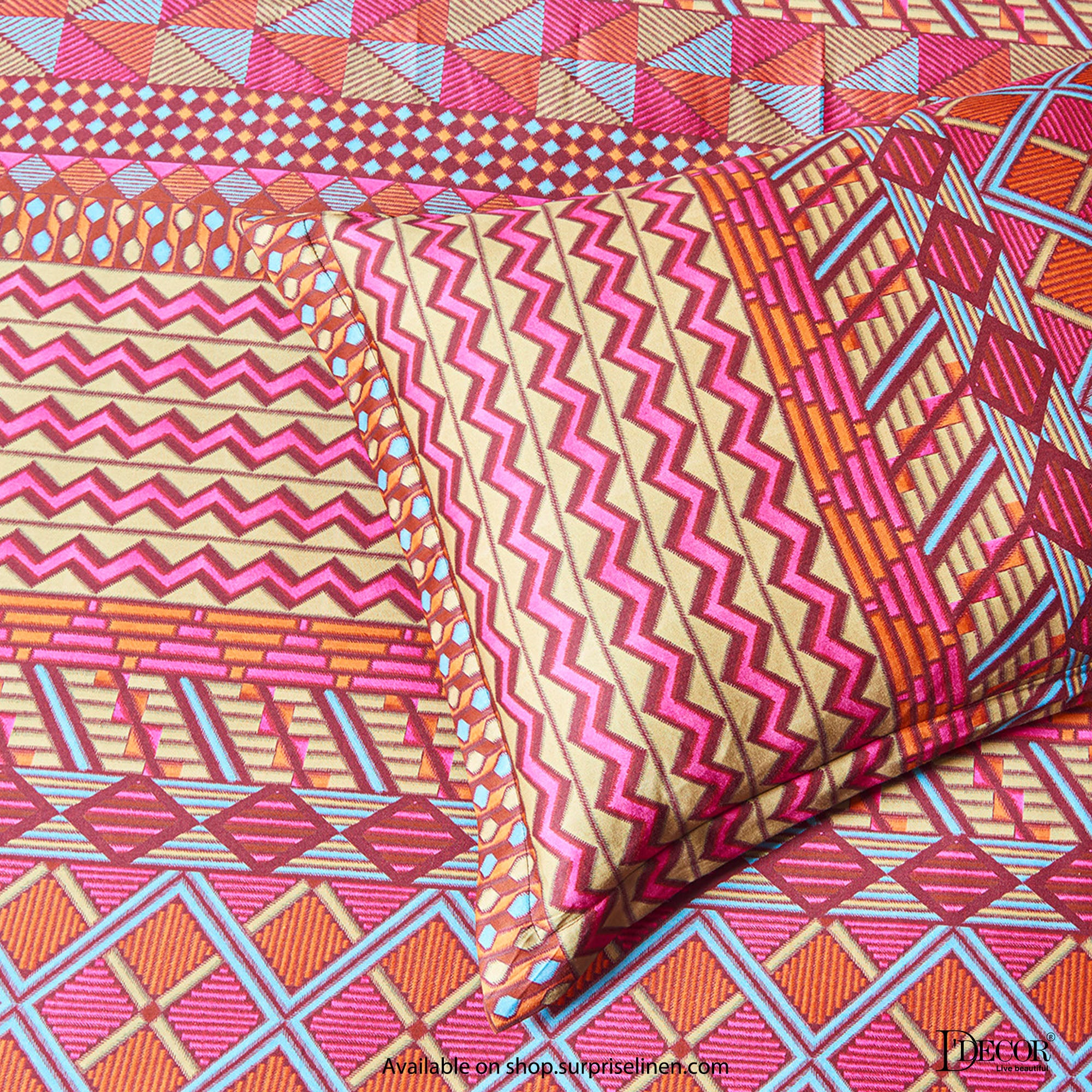 D'Decor - Phulkari Collection Red Dahlia Bed Sheet Set