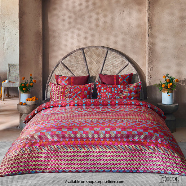 D'Decor- Phulkari Collection Red Dahlia Bed Sheet Set