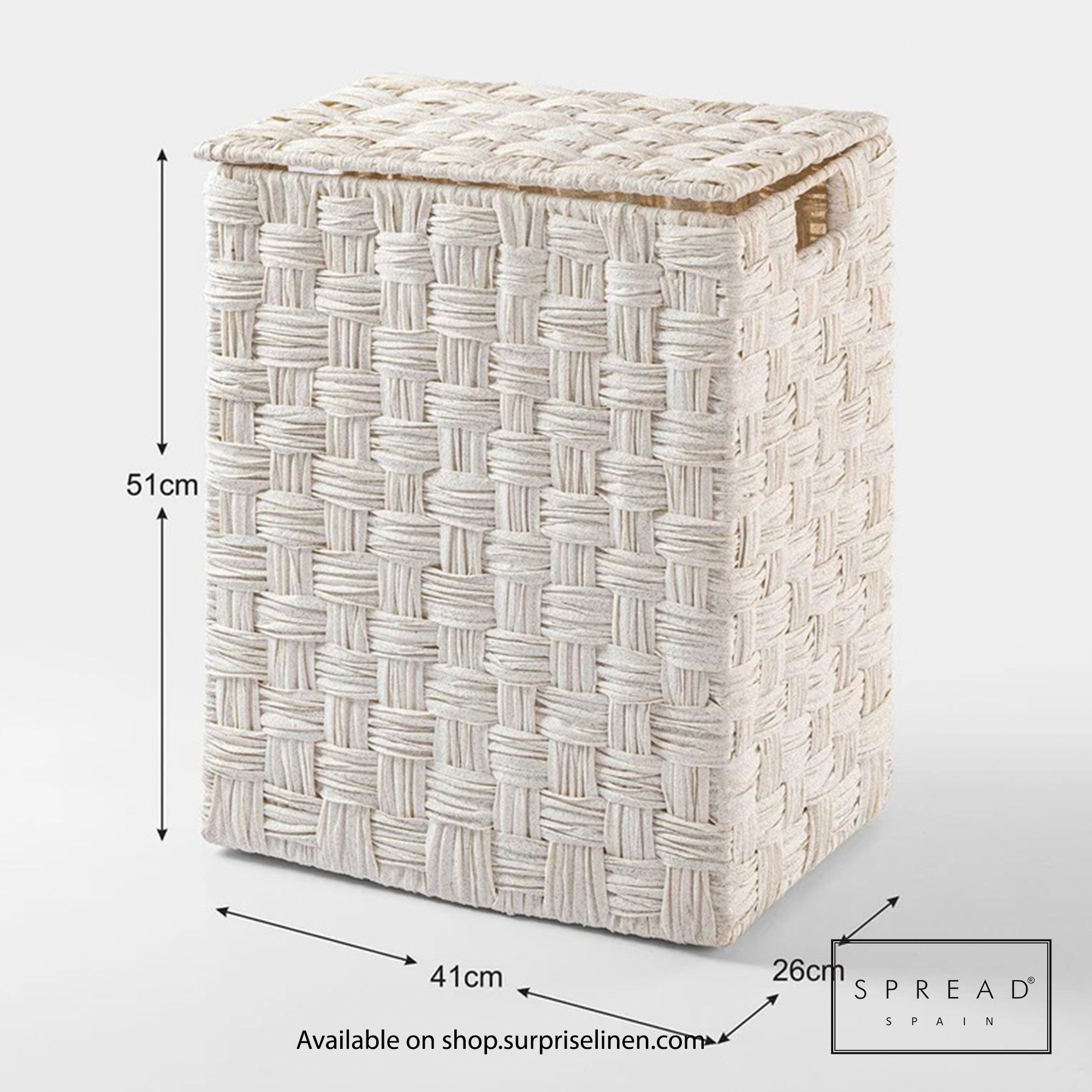 Spread Spain - Waterproof & Moisture Proof Synthetic Rattan Criss Cross Laundry Hamper (White)