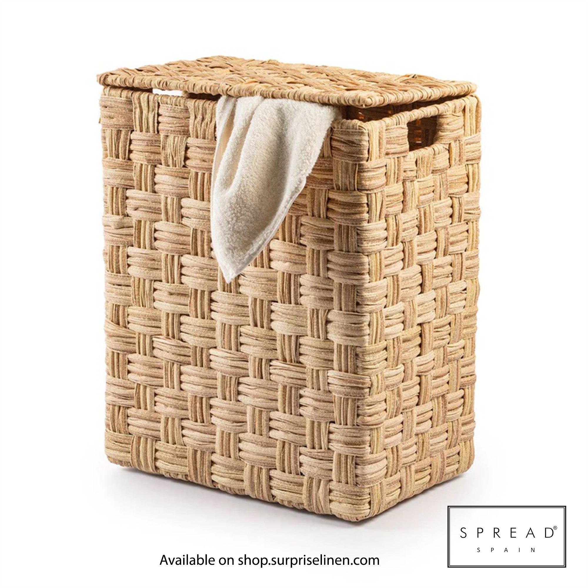 Spread Spain - Waterproof & Moisture Proof Synthetic Rattan Criss Cross Laundry Hamper (Brown)