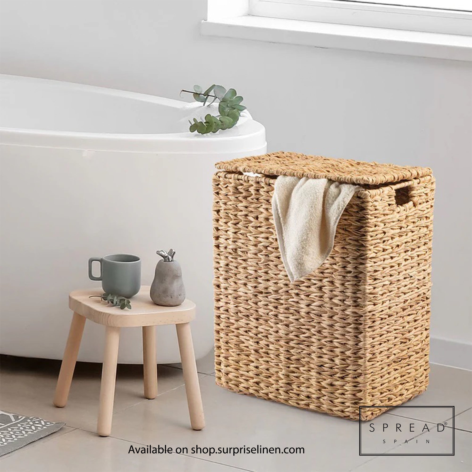 Spread Spain - Waterproof & Moisture Proof Synthetic Rattan Interknit Laundry Hamper (Brown)