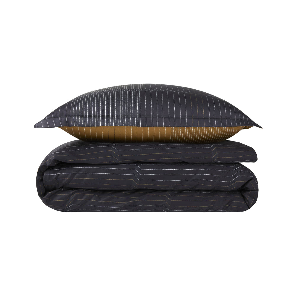 Hugo Boss - Tennis Stripes 300 TC Cotton Sateen Duvet Cover (Black)