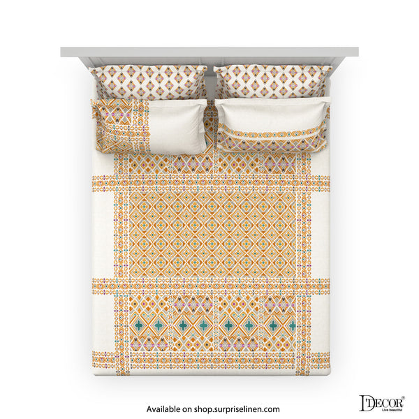 D'Decor- Phulkari Collection Bright Gold Bed Sheet Set