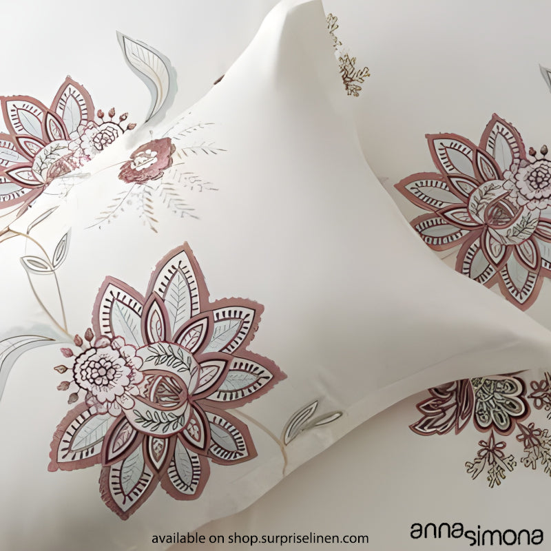 Anna Simona - Emma 3 Pcs 400 TC Fine Cotton Satin Bed Cover Set (Off White)