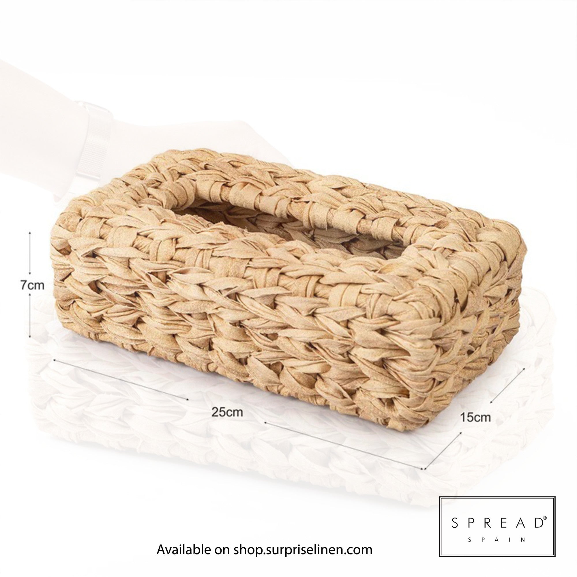 Spread Spain - Waterproof & Moisture Proof Synthetic Rattan Interknit Tissue Box (Brown)