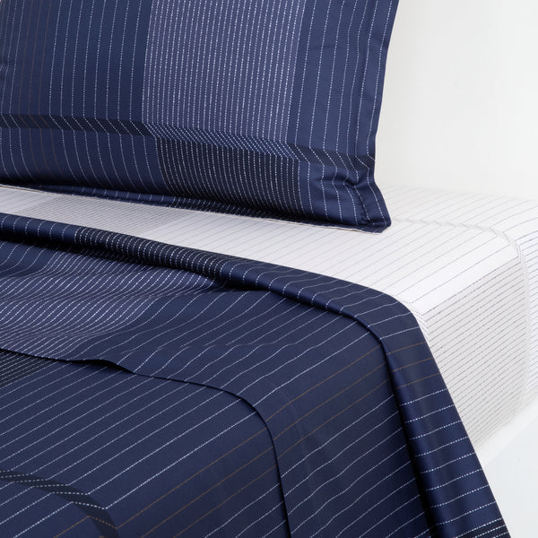 Hugo Boss - Tennis Stripes 300 TC Cotton Sateen Bed sheet Set (Navy)