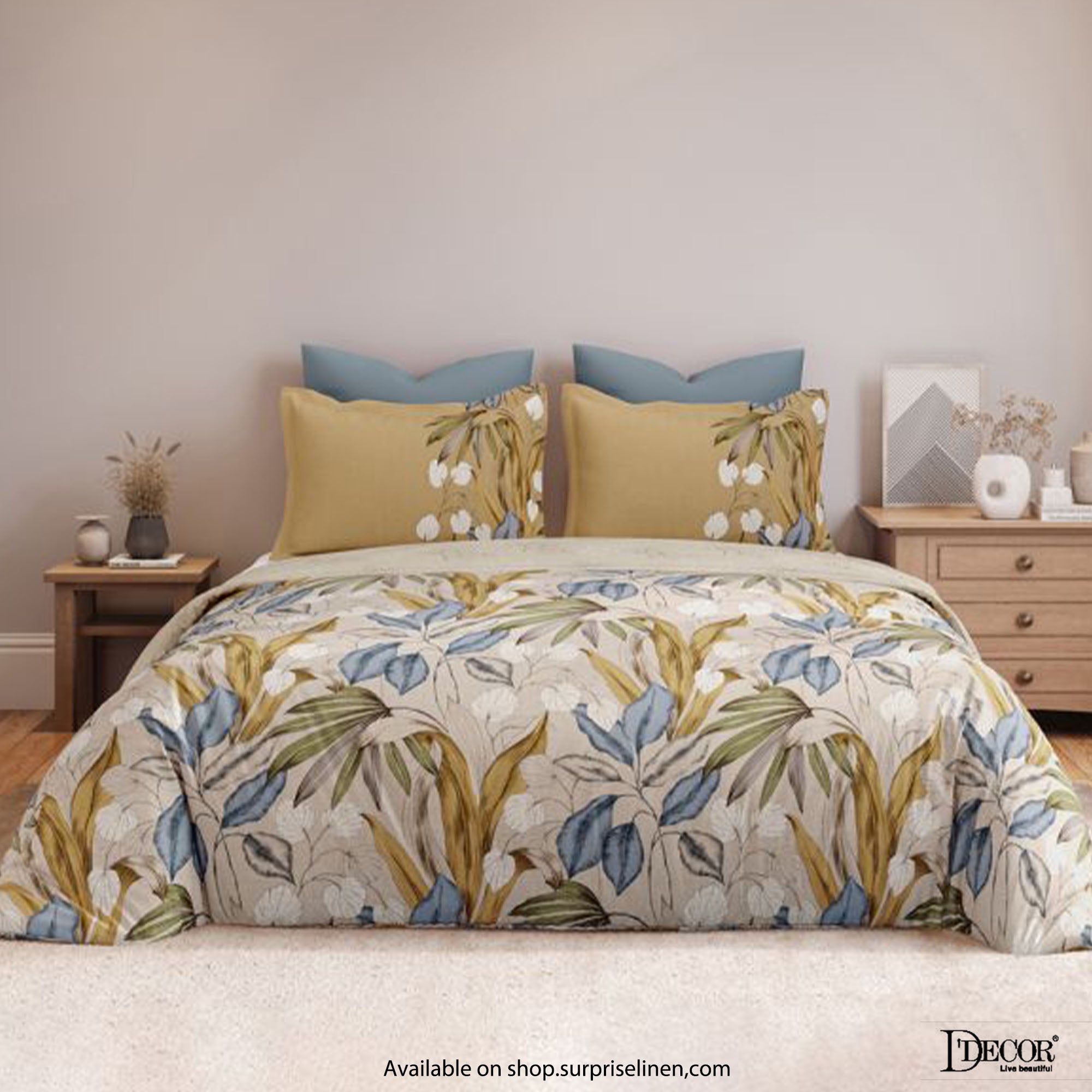 D'Decor - Primary Collection 100% Cotton Queen Size 3 Pcs Bedsheet Set (Lure)