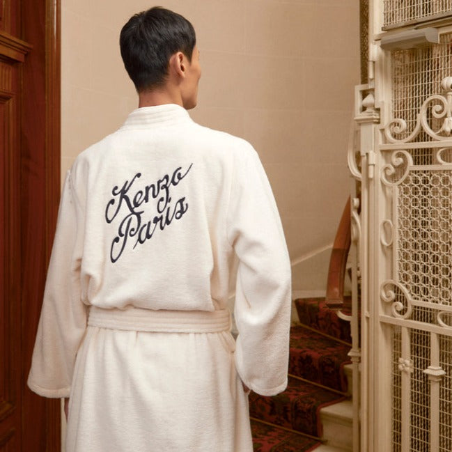 Kenzo - K Varisity Bathrobes / Kimonos in 420 GSM 100% Organic Cotton Bathrobe (Ecru)