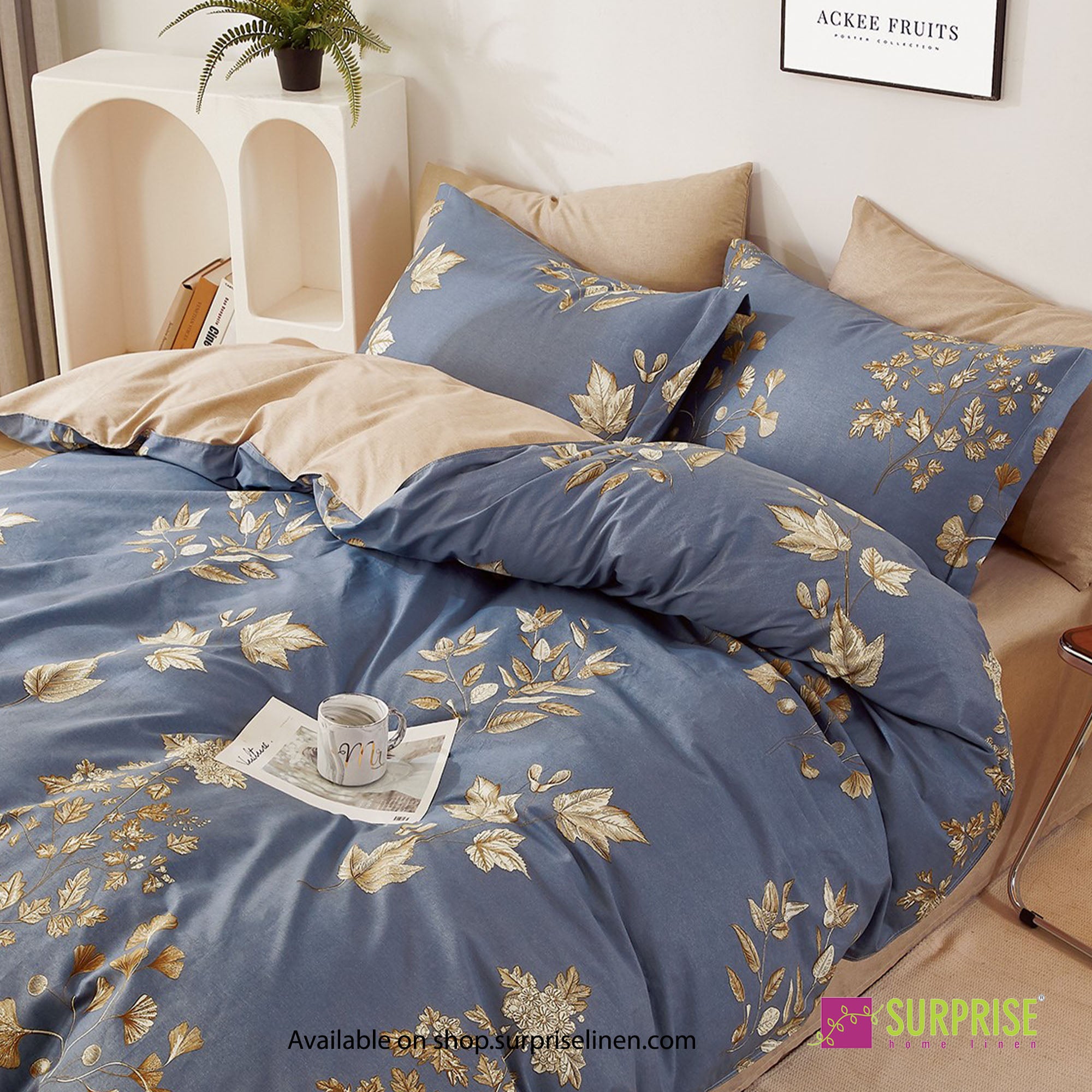 New Melange Collection by Surprise Home - 300 x 300 cms Mega Super King Size 3 Pcs Bedsheet Set in 100% Pure Cotton Fabric (Rush Blue)