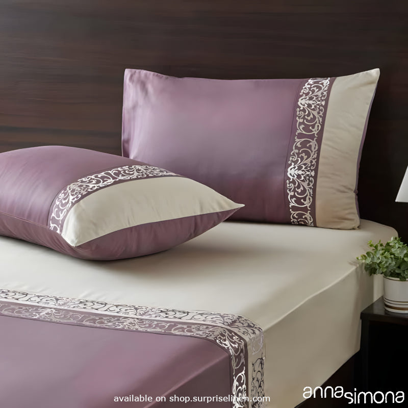 Anna Simona - Rome 3 Pcs 400 TC Fine Cotton Satin Bed Cover Set (Light Wine)