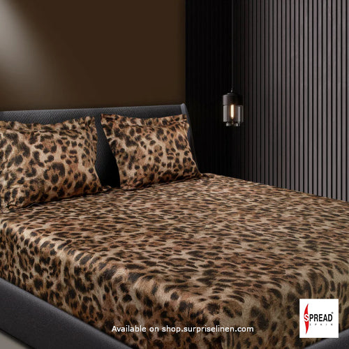 Spread Spain - Spring Summer Collection 550 TC 100% Cotton King Size Bedsheet Set (Cheetah)