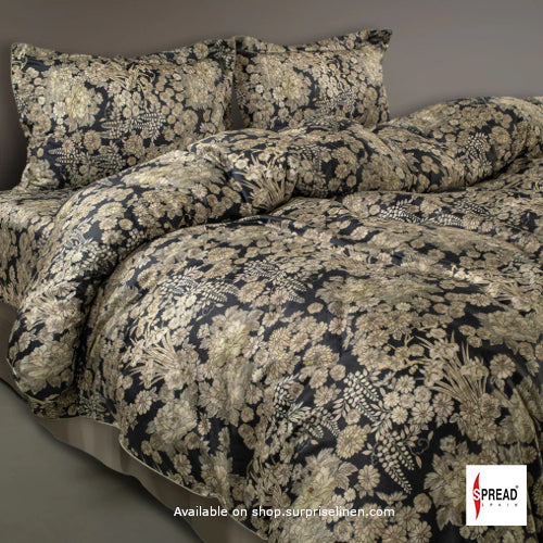 Spread Spain - Spring Summer Collection 550 TC 100% Cotton King Size Bedsheet Set (Midnight Black)