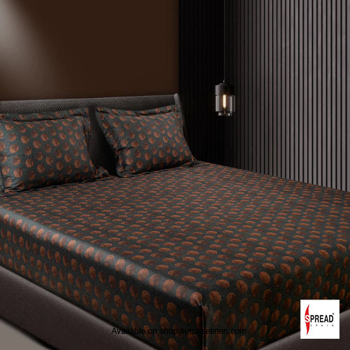 Spread Spain - Spring Summer Collection 550 TC 100% Cotton King Size Bedsheet Set (Brown)