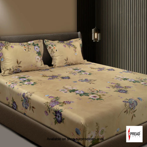 Spread Spain - Spring Summer Collection 550 TC 100% Cotton King Size Bedsheet Set (Sand)