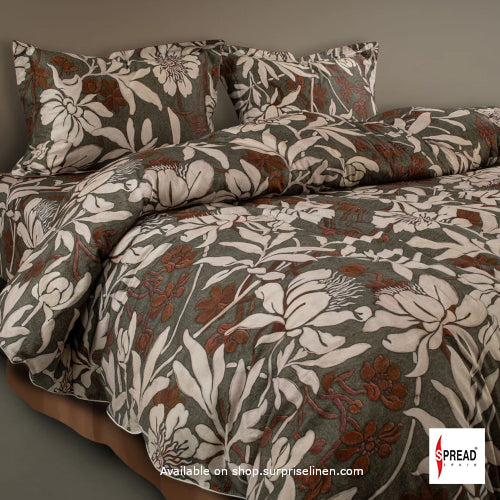 Spread Spain - Spring Summer Collection 550 TC 100% Cotton King Size Bedsheet Set (Brown)