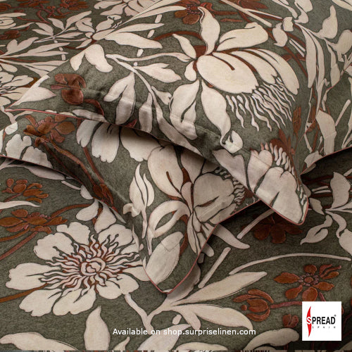 Spread Spain - Spring Summer Collection 550 TC 100% Cotton King Size Bedsheet Set (Brown)