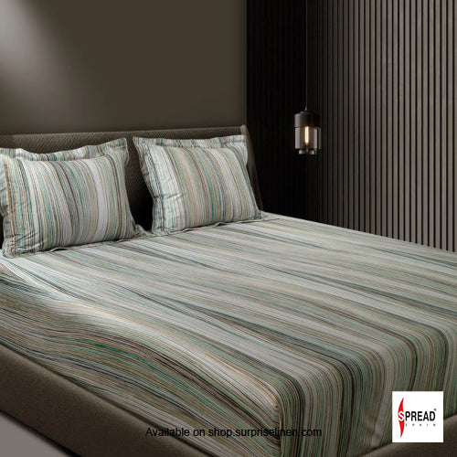 Spread Spain - Spring Summer Collection 550 TC 100% Cotton King Size Bedsheet Set (Green)