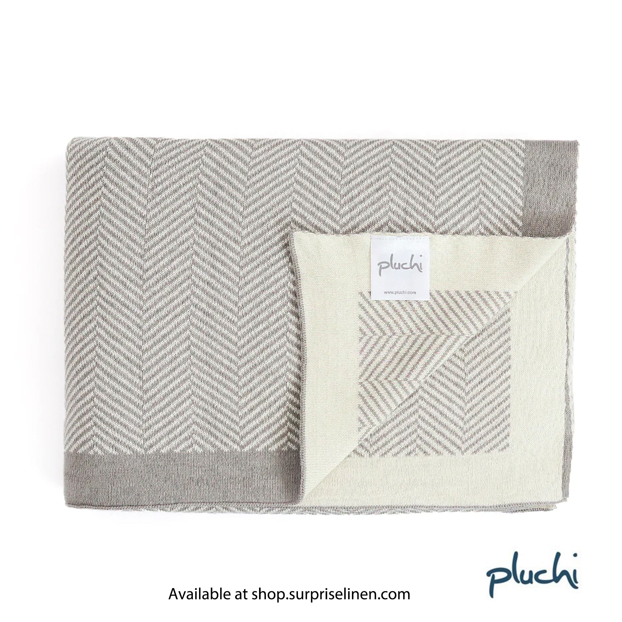 Pluchi - Herring Bone Cotton Knitted All Season Ac Throw Blanket (Light Grey)