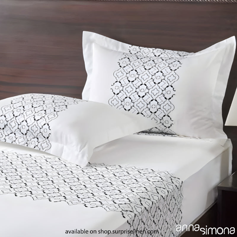 Anna Simona - Turin 3 Pcs 400 TC Fine Cotton Satin Bed Cover Set (White)