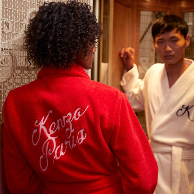 Kenzo - K Varisity Bathrobes / Kimonos in 420 GSM 100% Organic Cotton Bathrobe (Red)