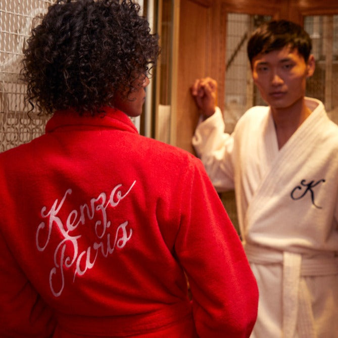 Kenzo - K Varisity Bathrobes / Kimonos in 420 GSM 100% Organic Cotton Bathrobe (Ecru)