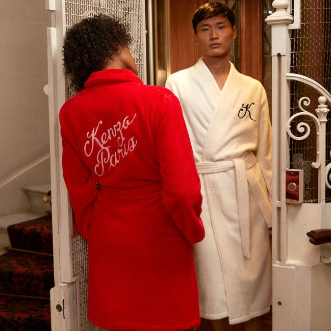 Kenzo - K Varisity Bathrobes / Kimonos in 420 GSM 100% Organic Cotton Bathrobe (Ecru)