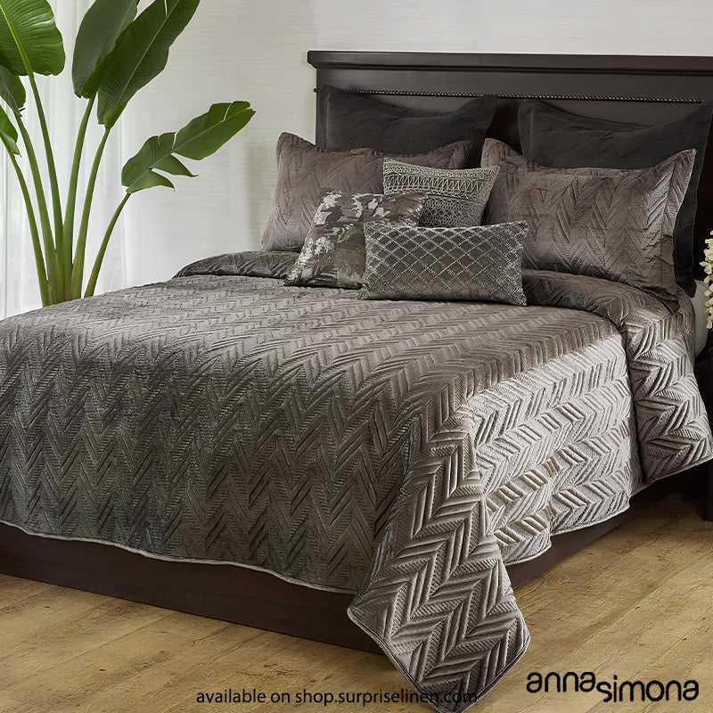 Anna Simona - Odette 8 Pcs Velvet Bedcover Set (Moss Grey)