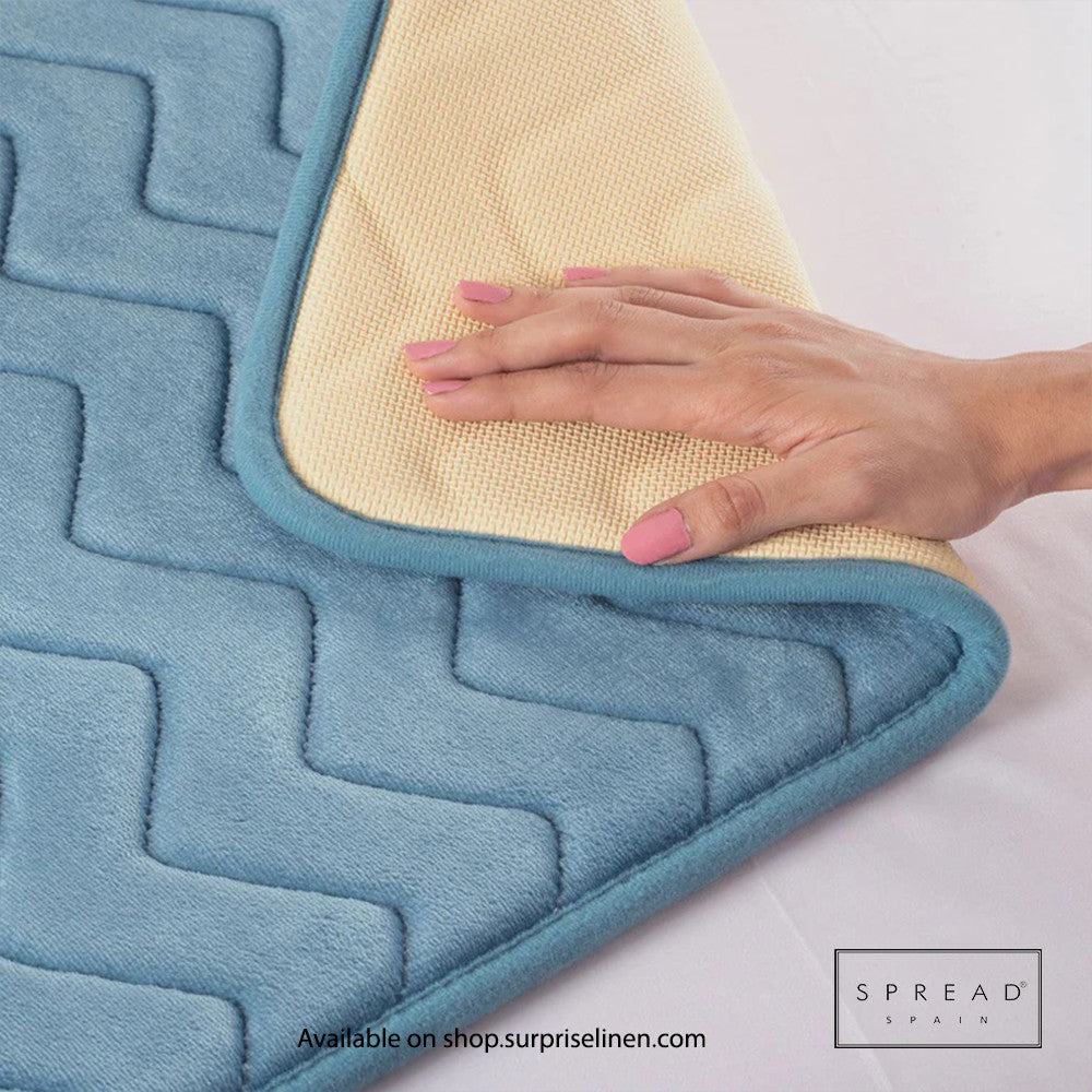 Spread Spain - Plush Wave Collection Anti Skid Memory Foam Bathmat Waves (Dark Blue)