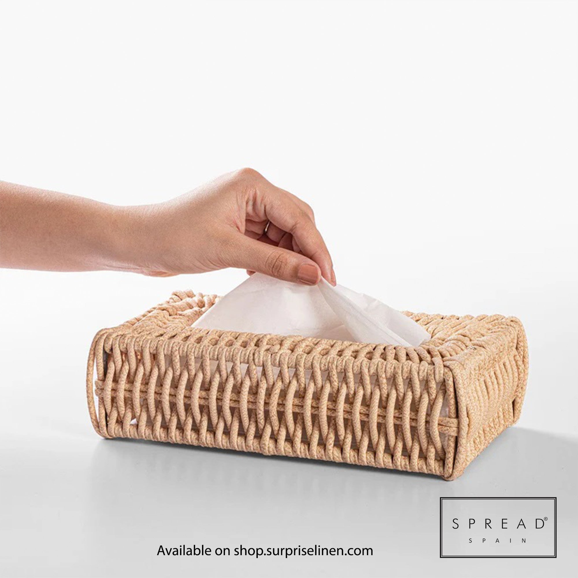 Spread Spain - Waterproof & Moisture Proof Synthetic Rattan Interweave Tissue Box (Brown)