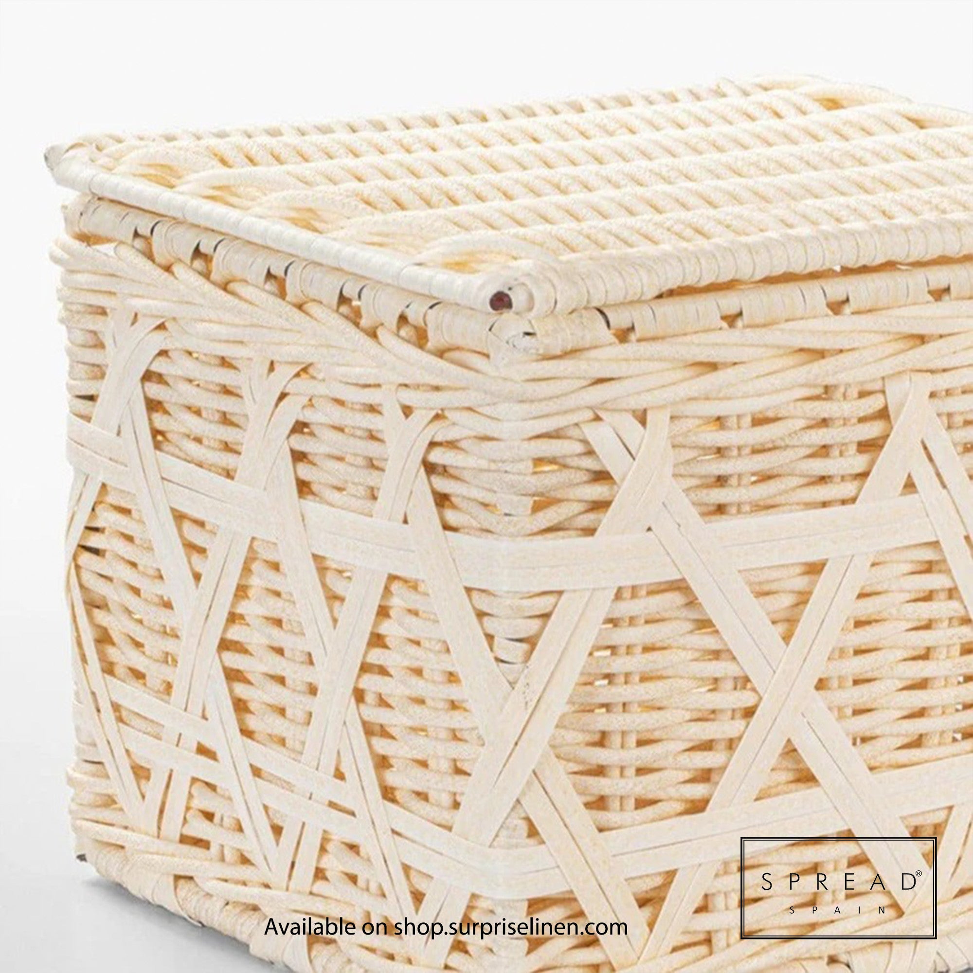 Spread Spain - Waterproof & Moisture Proof Synthetic Rattan Interweave Dustbin (Off White)