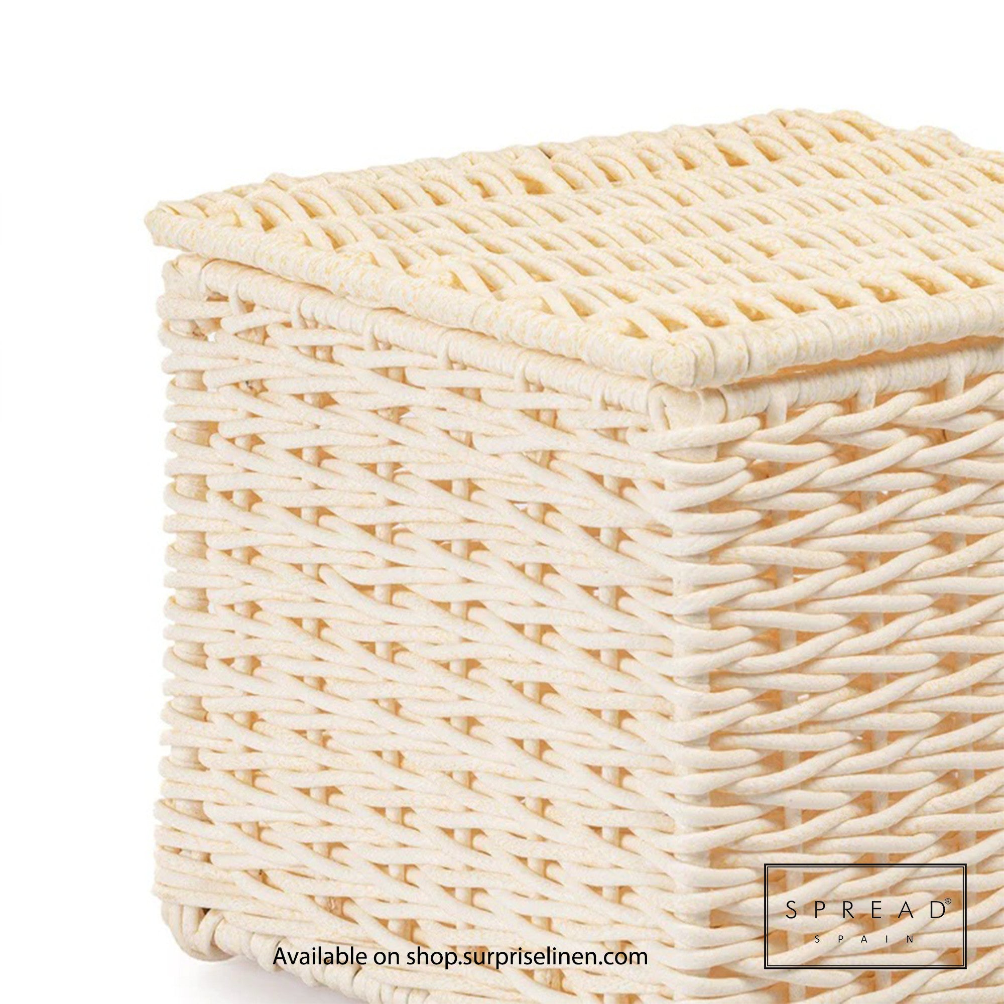 Spread Spain - Waterproof & Moisture Proof Synthetic Rattan Weaves Dustbin (Off White)