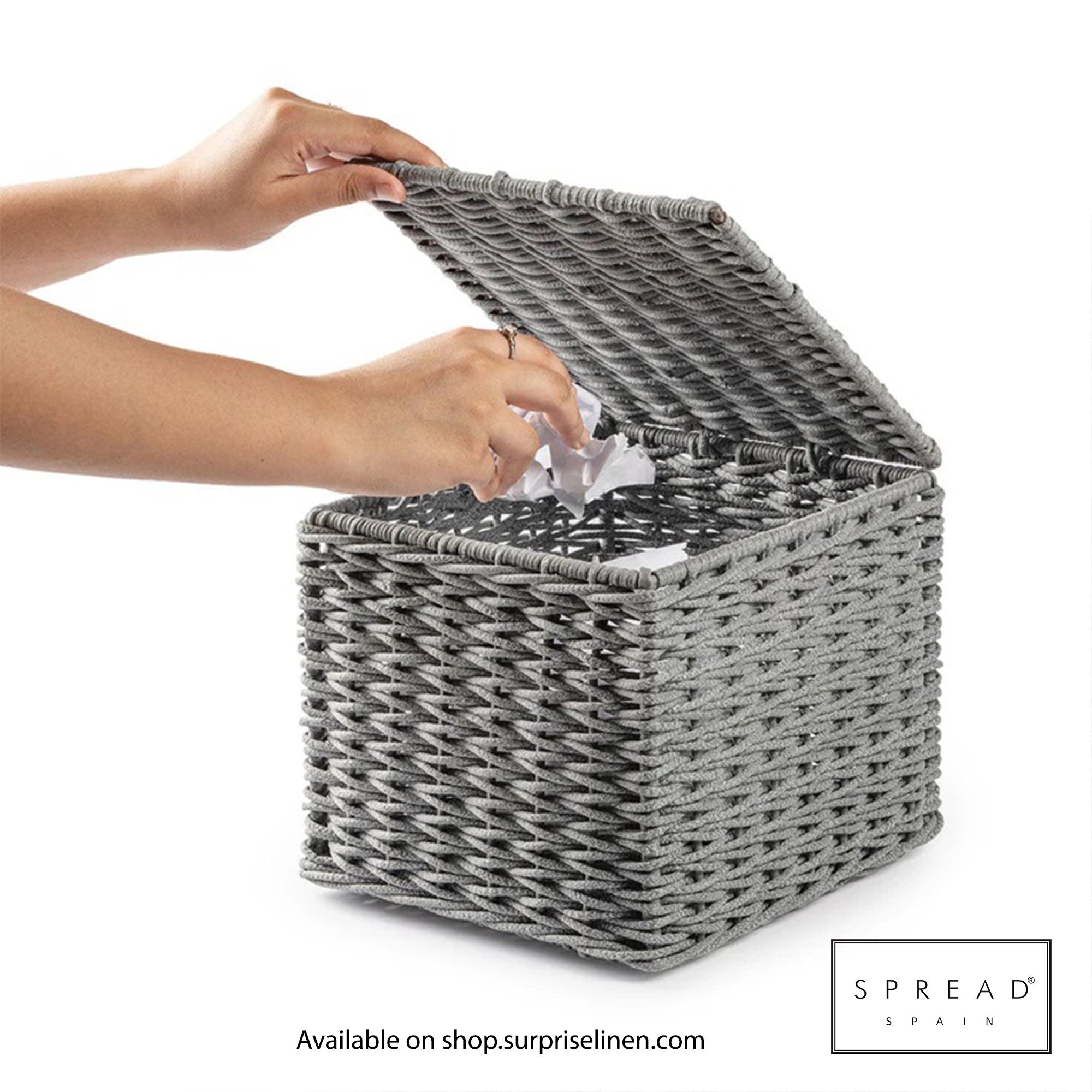 Spread Spain - Waterproof & Moisture Proof Synthetic Rattan Weaves Dustbin (Grey)