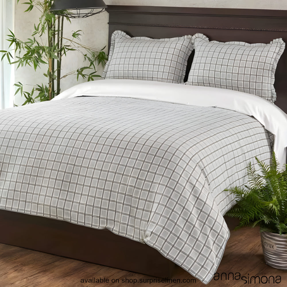 Anna Simona - Abigail 4 Pcs Cotton Duvet Cover Set (Grey & Off White)