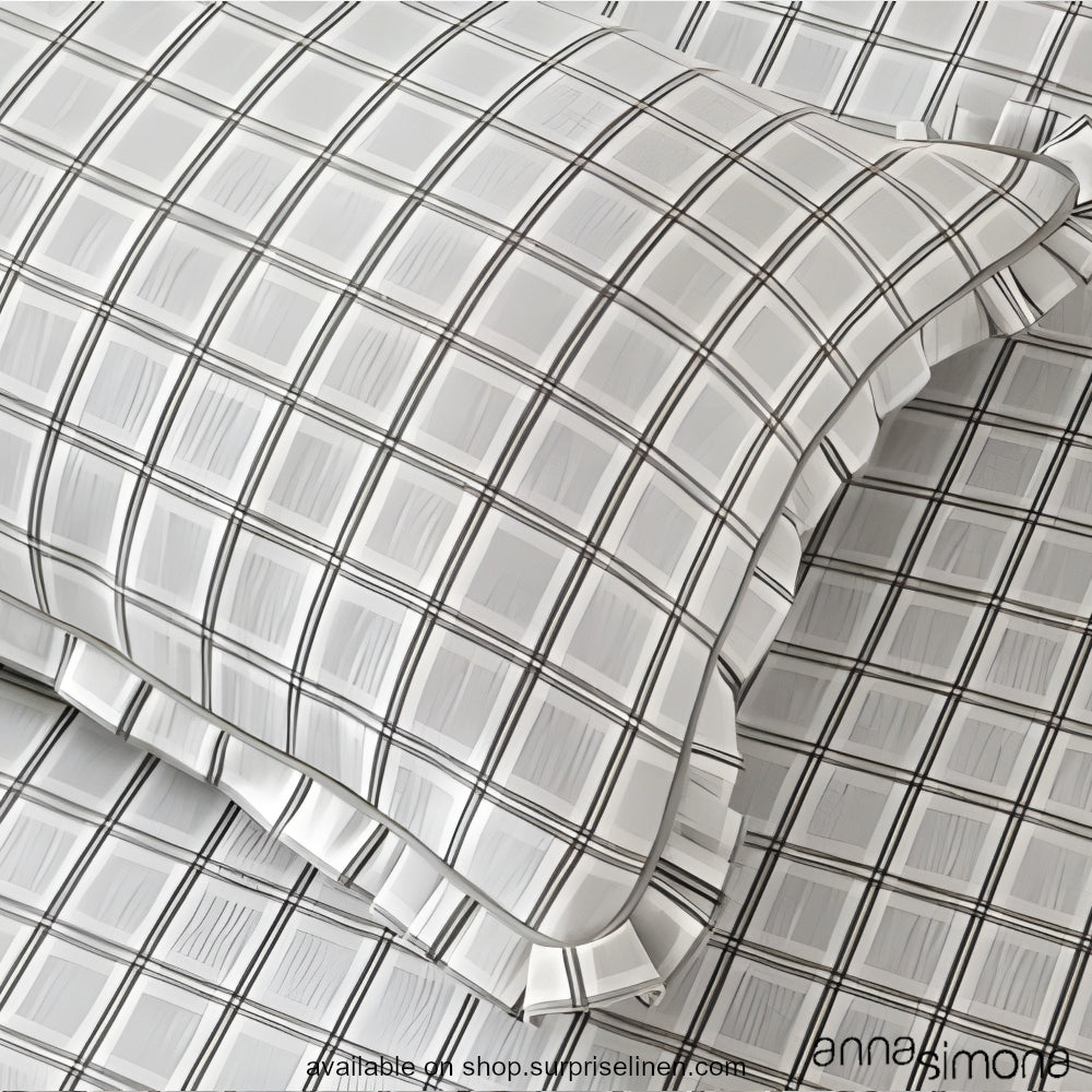 Anna Simona - Abigail 4 Pcs Cotton Duvet Cover Set (Grey & Off White)
