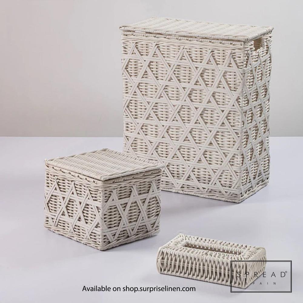 Spread Spain - Waterproof & Moisture Proof Synthetic Rattan Interweave 3 Pc Storage Set (White)